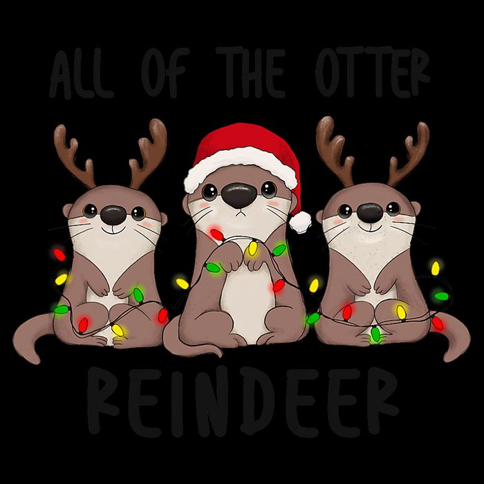 Funny Christmas Otters Cute All Of The Otter Reindeer Stripe Pom Pom Beanie