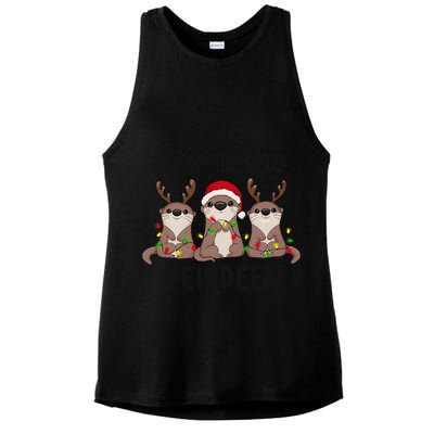 Funny Christmas Otters Cute All Of The Otter Reindeer Ladies PosiCharge Tri-Blend Wicking Tank