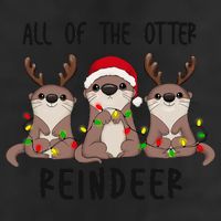 Funny Christmas Otters Cute All Of The Otter Reindeer 7 Panel Mesh Trucker Snapback Hat