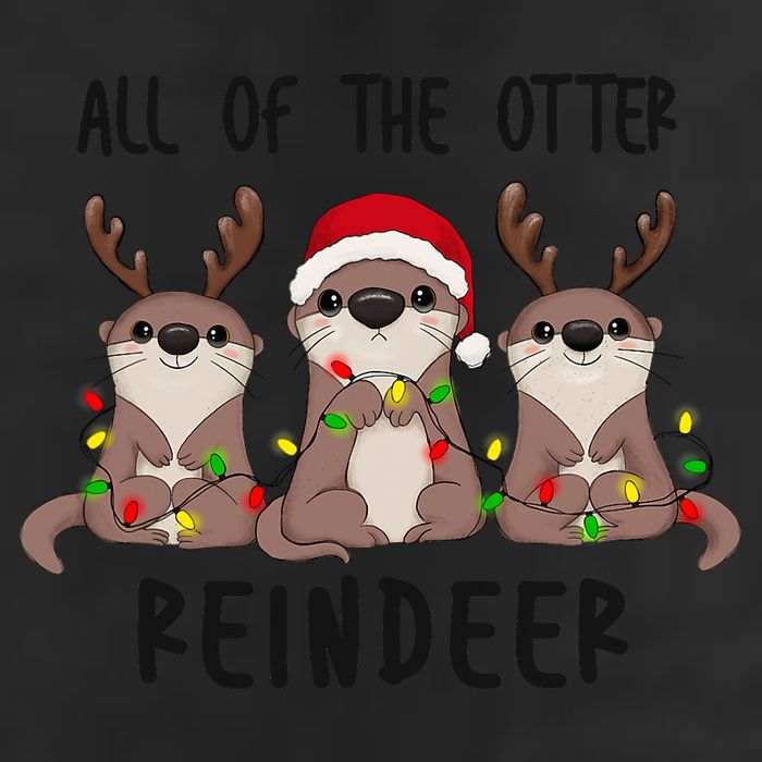 Funny Christmas Otters Cute All Of The Otter Reindeer 7 Panel Mesh Trucker Snapback Hat