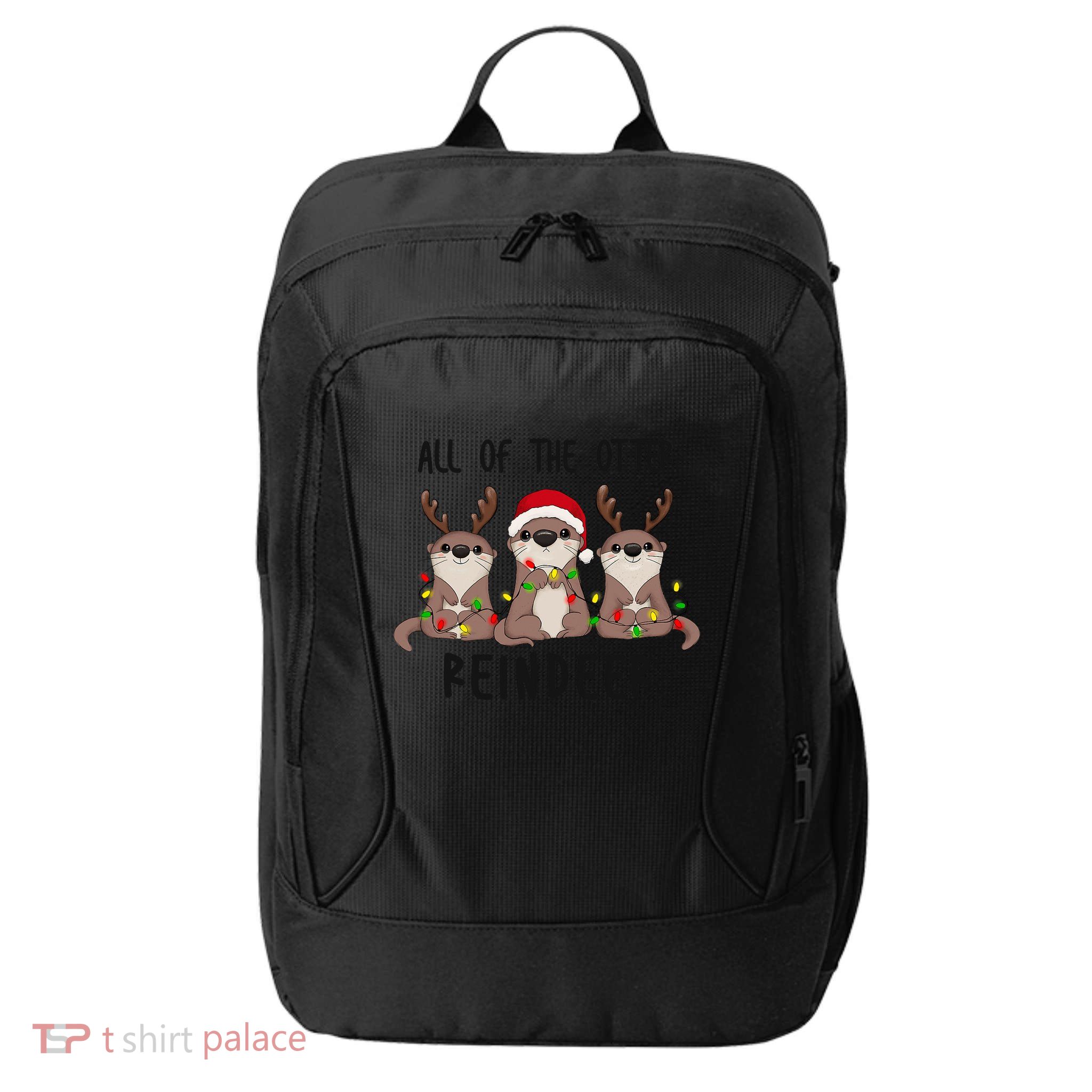 Funny Christmas Otters Cute All Of The Otter Reindeer City Backpack
