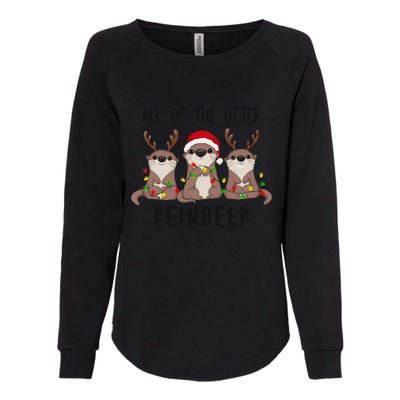 Funny Christmas Otters Cute All Of The Otter Reindeer Womens California Wash Sweatshirt