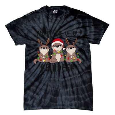 Funny Christmas Otters Cute All Of The Otter Reindeer Tie-Dye T-Shirt