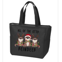 Funny Christmas Otters Cute All Of The Otter Reindeer Zip Tote Bag