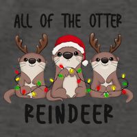 Funny Christmas Otters Cute All Of The Otter Reindeer Vector Backpack