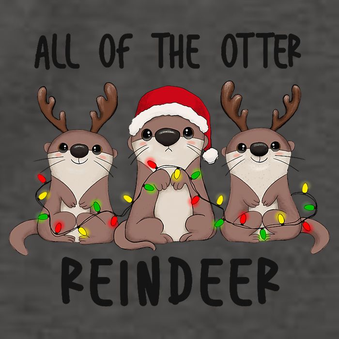 Funny Christmas Otters Cute All Of The Otter Reindeer Vector Backpack