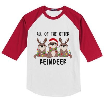 Funny Christmas Otters Cute All Of The Otter Reindeer Kids Colorblock Raglan Jersey