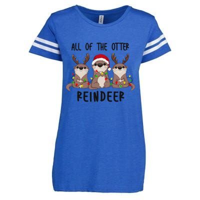 Funny Christmas Otters Cute All Of The Otter Reindeer Enza Ladies Jersey Football T-Shirt