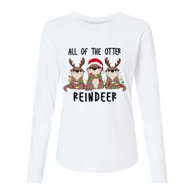 Funny Christmas Otters Cute All Of The Otter Reindeer Womens Cotton Relaxed Long Sleeve T-Shirt