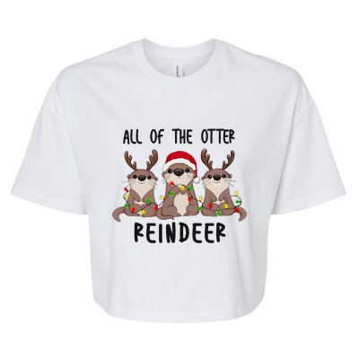 Funny Christmas Otters Cute All Of The Otter Reindeer Bella+Canvas Jersey Crop Tee