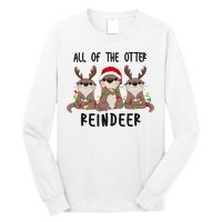 Funny Christmas Otters Cute All Of The Otter Reindeer Long Sleeve Shirt