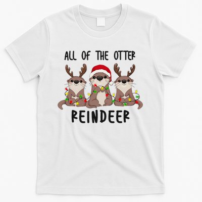 Funny Christmas Otters Cute All Of The Otter Reindeer T-Shirt