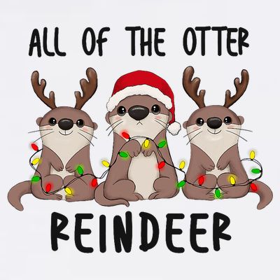 Funny Christmas Otters Cute All Of The Otter Reindeer T-Shirt