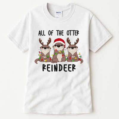 Funny Christmas Otters Cute All Of The Otter Reindeer Tall T-Shirt