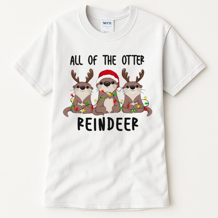 Funny Christmas Otters Cute All Of The Otter Reindeer Tall T-Shirt