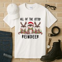 Funny Christmas Otters Cute All Of The Otter Reindeer Tall T-Shirt