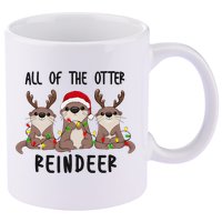 Funny Christmas Otters Cute All Of The Otter Reindeer 11oz C Handle Ceramic Mug