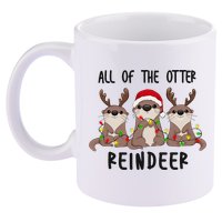 Funny Christmas Otters Cute All Of The Otter Reindeer 11oz C Handle Ceramic Mug