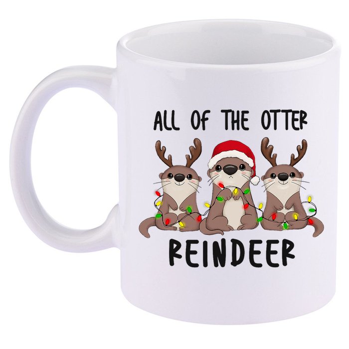 Funny Christmas Otters Cute All Of The Otter Reindeer 11oz C Handle Ceramic Mug