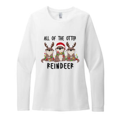 Funny Christmas Otters Cute All Of The Otter Reindeer Womens CVC Long Sleeve Shirt