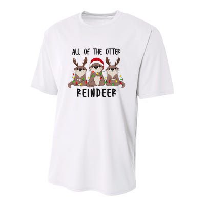 Funny Christmas Otters Cute All Of The Otter Reindeer Youth Performance Sprint T-Shirt