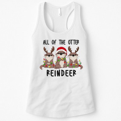 Funny Christmas Otters Cute All Of The Otter Reindeer Womens Tank Top