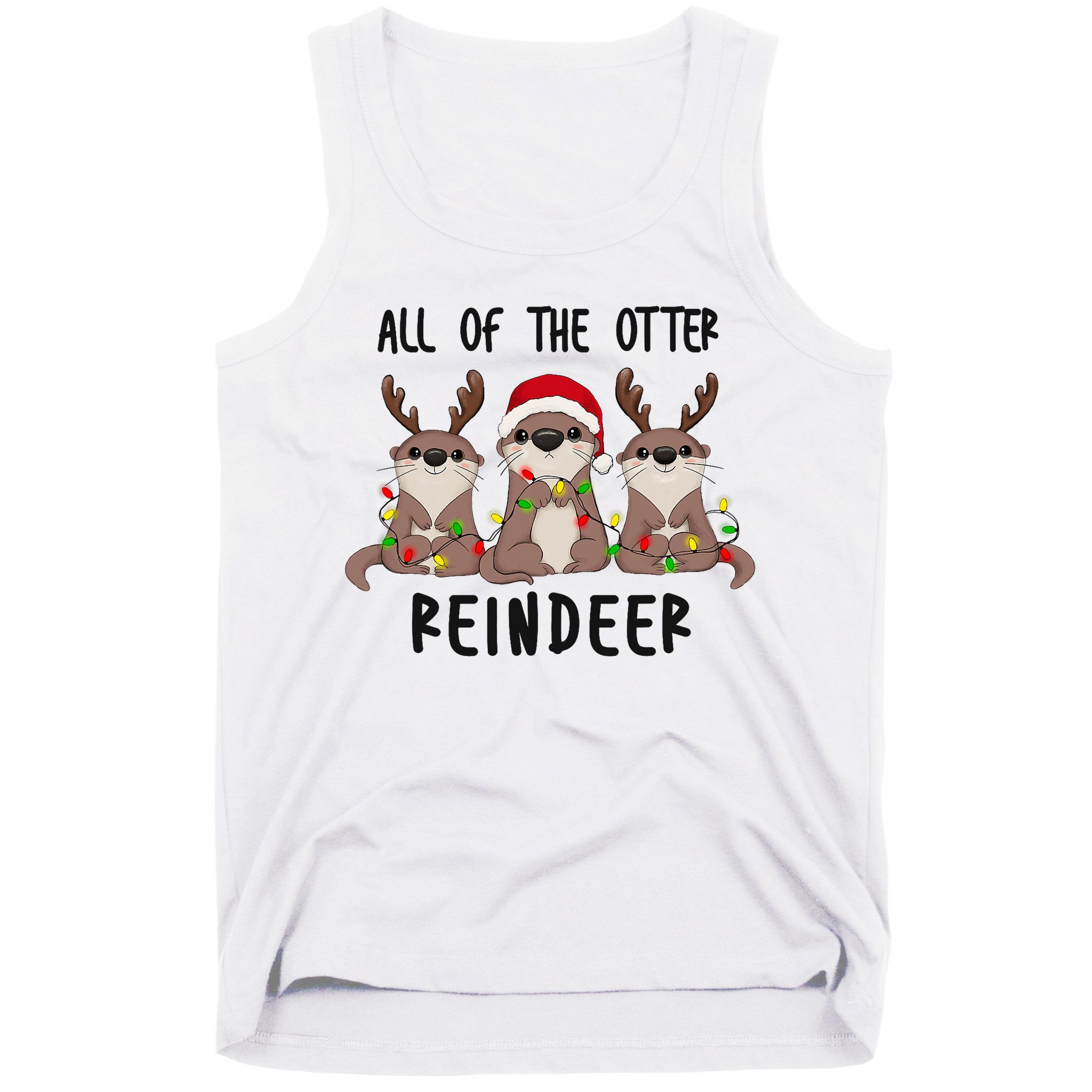 Funny Christmas Otters Cute All Of The Otter Reindeer Tank Top