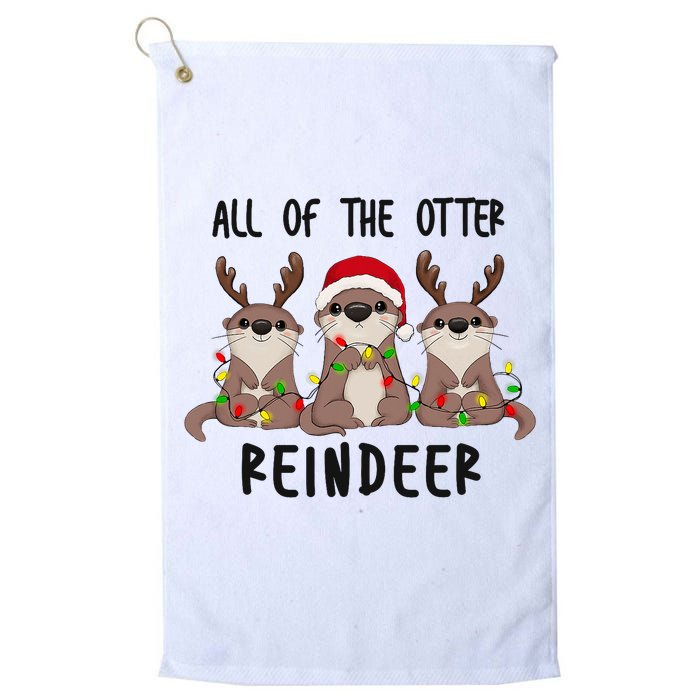 Funny Christmas Otters Cute All Of The Otter Reindeer Golf Towel