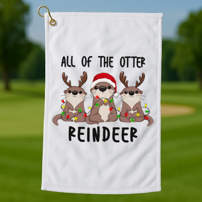 Funny Christmas Otters Cute All Of The Otter Reindeer Golf Towel