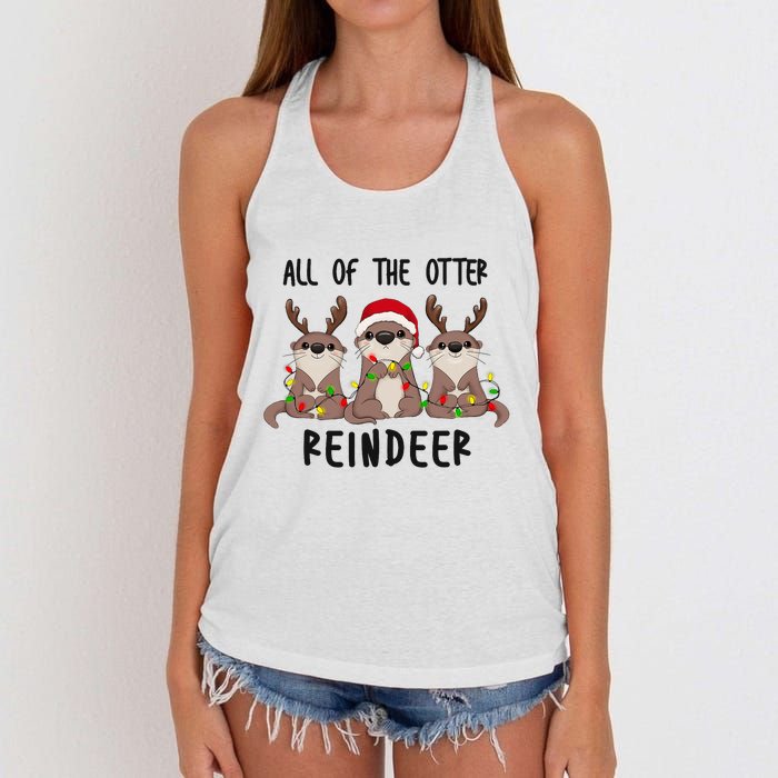 Funny Christmas Otters Cute All Of The Otter Reindeer Women's Knotted Racerback Tank