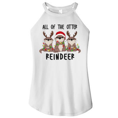 Funny Christmas Otters Cute All Of The Otter Reindeer Women's Perfect Tri Rocker Tank
