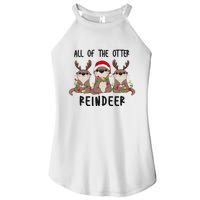 Funny Christmas Otters Cute All Of The Otter Reindeer Women's Perfect Tri Rocker Tank