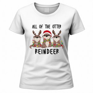 Funny Christmas Otters Cute All Of The Otter Reindeer Women's T-Shirt