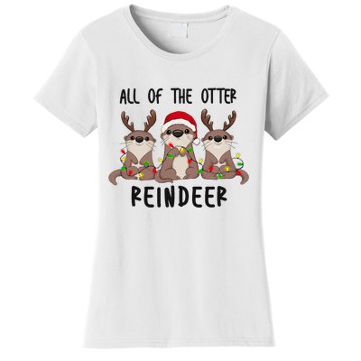 Funny Christmas Otters Cute All Of The Otter Reindeer Women's T-Shirt