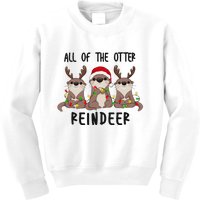 Funny Christmas Otters Cute All Of The Otter Reindeer Kids Sweatshirt