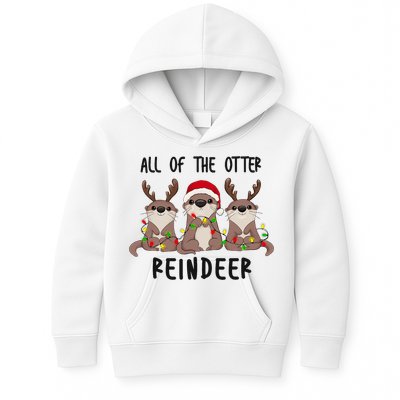 Funny Christmas Otters Cute All Of The Otter Reindeer Kids Hoodie