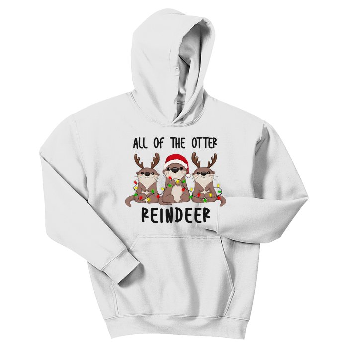 Funny Christmas Otters Cute All Of The Otter Reindeer Kids Hoodie