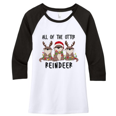 Funny Christmas Otters Cute All Of The Otter Reindeer Women's Tri-Blend 3/4-Sleeve Raglan Shirt