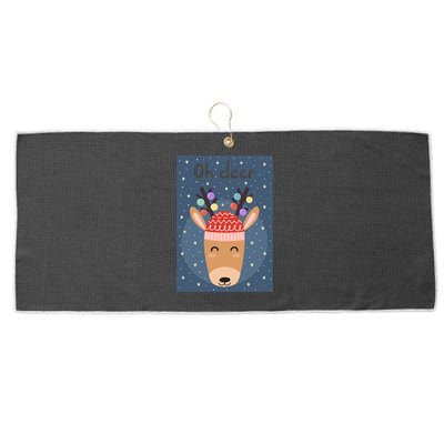 Funny Cute Oh Deer With Colorful Merry Christmas Lights Gift Large Microfiber Waffle Golf Towel