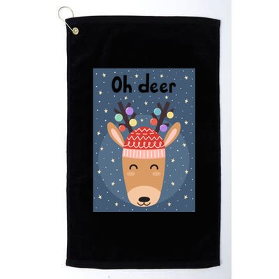 Funny Cute Oh Deer With Colorful Merry Christmas Lights Gift Platinum Collection Golf Towel