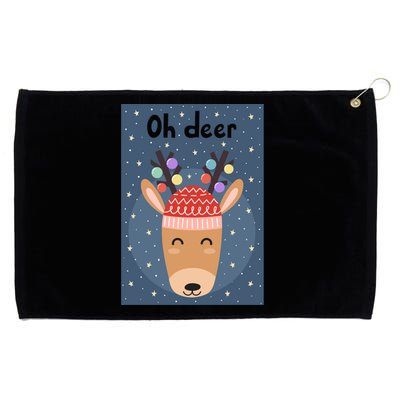 Funny Cute Oh Deer With Colorful Merry Christmas Lights Gift Grommeted Golf Towel