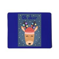 Funny Cute Oh Deer With Colorful Merry Christmas Lights Gift Mousepad