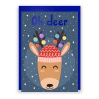 Funny Cute Oh Deer With Colorful Merry Christmas Lights Gift Poster