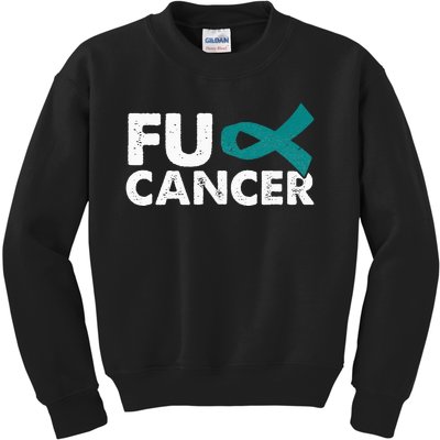 Fuck Cancer Ovarian Cancer Awareness Month Warrior Kids Sweatshirt