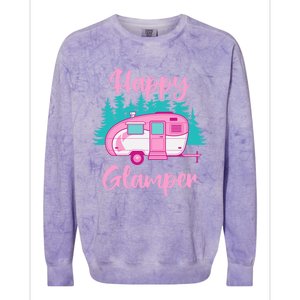 Funny Camping Outdoor Rv Camper Happy Glamper Great Gift Colorblast Crewneck Sweatshirt