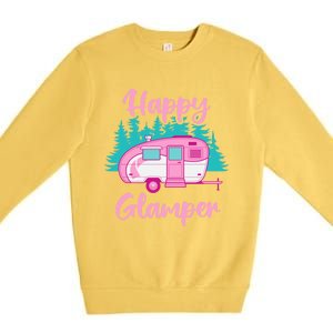 Funny Camping Outdoor Rv Camper Happy Glamper Great Gift Premium Crewneck Sweatshirt