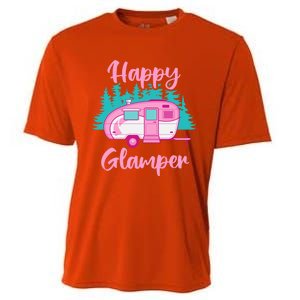 Funny Camping Outdoor Rv Camper Happy Glamper Great Gift Cooling Performance Crew T-Shirt