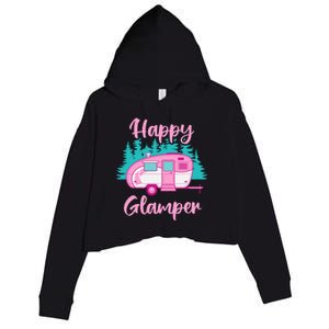 Funny Camping Outdoor Rv Camper Happy Glamper Great Gift Crop Fleece Hoodie