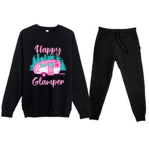 Funny Camping Outdoor Rv Camper Happy Glamper Great Gift Premium Crewneck Sweatsuit Set