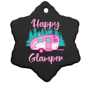 Funny Camping Outdoor Rv Camper Happy Glamper Great Gift Ceramic Star Ornament